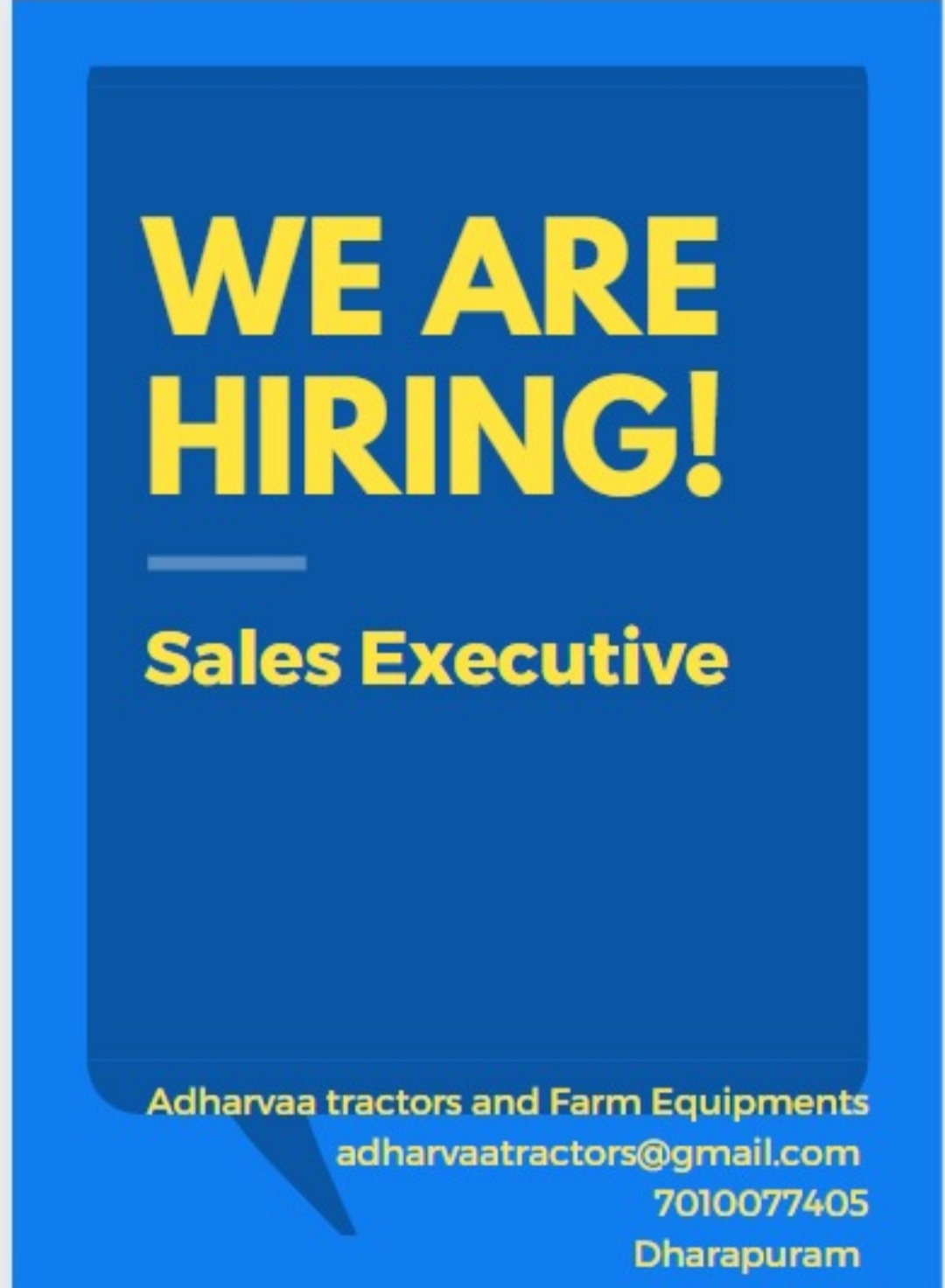 HIRING!  Sales Executive  Adharvaa tr...